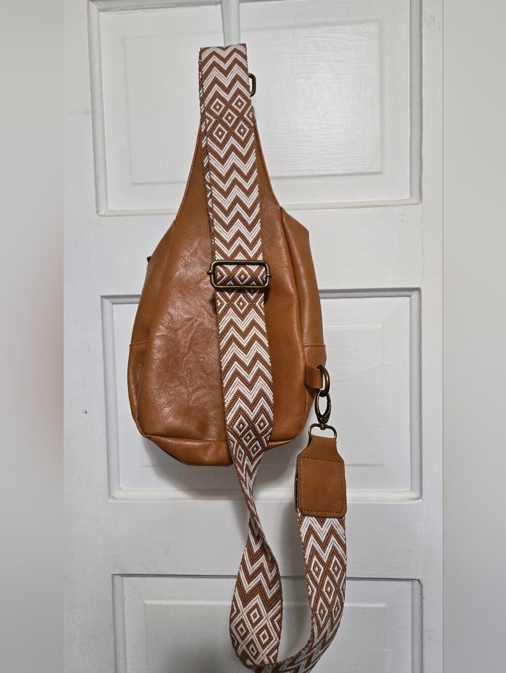 Casual Tan Leather Sling Bag - Picture 3 of 4